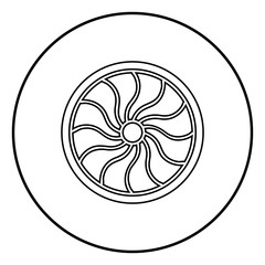 Viking shield icon outline black color vector in circle round illustration flat style image