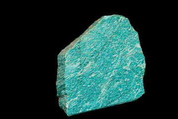 Macro of mineral stone amazonite on a black background