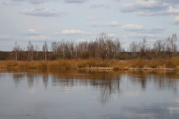 Landscape. Early spring on the river.
