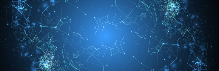 Abstract polygonal vector background with connecting dots and lines. Digital data visualization.