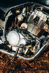 Fototapeta premium motorcycle. the main part of the engine. there is dirt on it. close-up. there is toning.