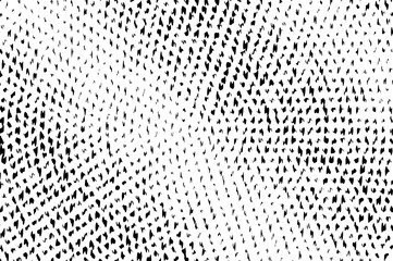 Black and white uneven vector texture. Circular halftone surface. Broken and distorted monochrome halftone.