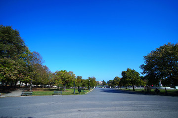 View of the gardens in the Spianada Square in Corfu