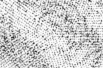Black and white rough vector texture. Distressed uneven surface. Broken and distorted monochrome halftone.