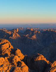 Amazing Sunrise at Sinai Mountain, Beautiful dawn in Egypt, Beautiful view from the mountain	