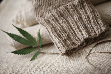 pair of socks hemp fiber fabric