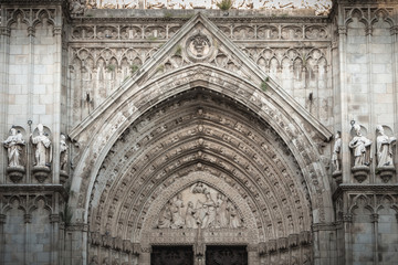 architectural detail of the Cathedral of St. Mary of Toledo, spain