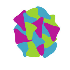 Vector multicolor abstraction. Simple shapes of blue, magenta and green. Suitable for printing design, prints in textiles.