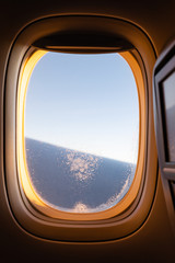View in window on the wing in the sunshine