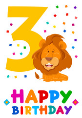 third birthday cartoon greeting card design