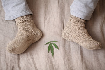 pair of socks hemp fiber fabric