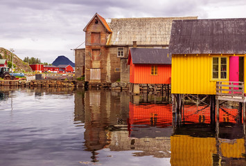 Fishermans huts in Ballstad, Lofoten Islands, Norway.