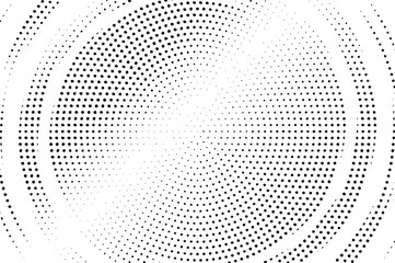 Black and white halftone vector background. Diagonal dot gradient. Centered dotwork surface. Uneven dotted halftone