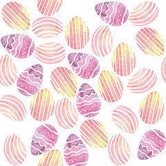 Seamless watercolor background with colorful Easter eggs