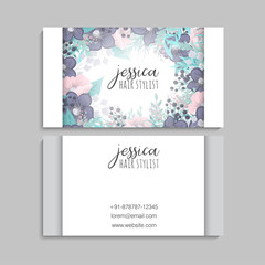 Fototapeta premium Beautiful floral design bussiness card. Vector Illustration