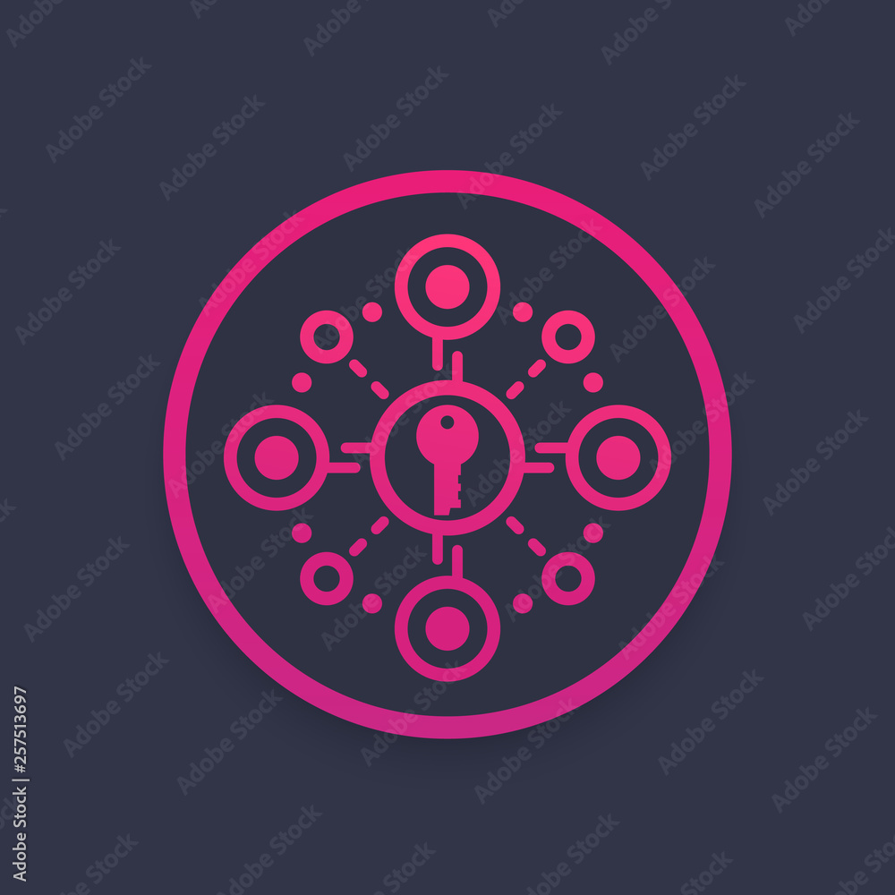 Poster encryption, data protection, access security vector icon