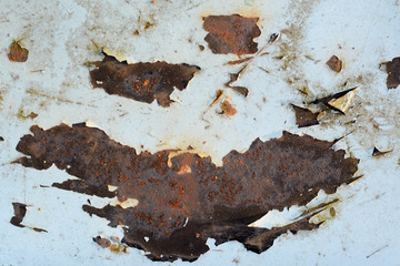 Rusty metal surface with peling paint texture