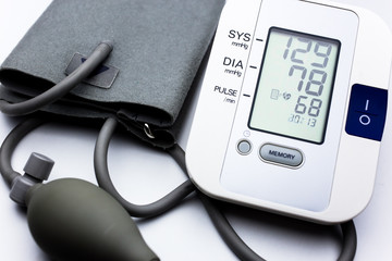 Blood pressure and pulse measuring device with normal blood pressure reading. Heart health,...