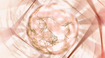 Abstract polygonal neural space background with connection structure. 3d rendering, illustration