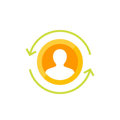 customer retention, returning client vector icon on white