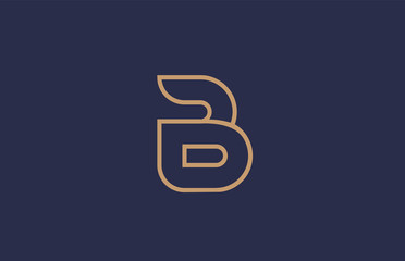 brown blue line alphabet letter B logo company icon design
