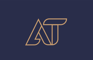 Fototapeta na wymiar brown blue line alphabet letter AT A T logo combination company icon design
