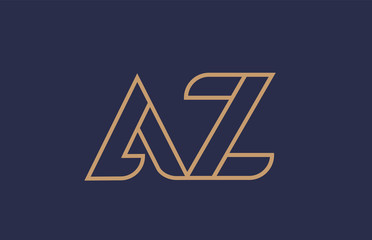 brown blue line alphabet letter AZ A Z logo combination company icon design