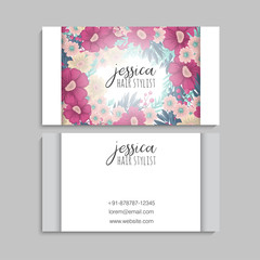 Beautiful floral design bussiness card. Vector Illustration