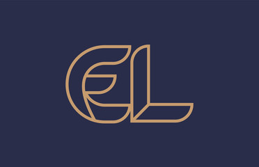 brown blue line alphabet letter EL E L logo combination company icon design