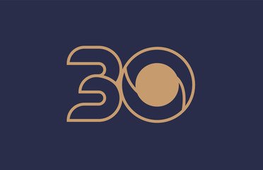 brown blue line number 30 logo company icon design