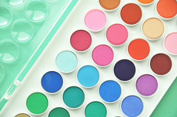 Palette of watercolors.