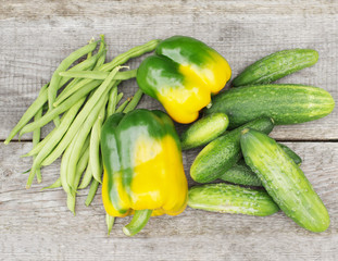 fresh vegetables on wooden table