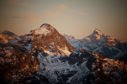Evening light on Williams Peak and Mount Redoubt. 