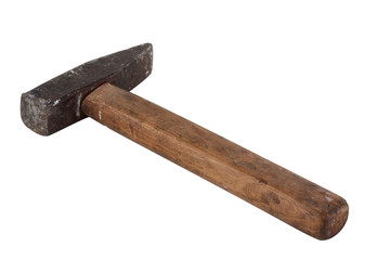 Metal Hammer with Wooden Handle isolated on white background