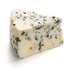 Blue cheese on white.