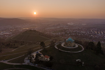 Sundown view of the Grabkapelle, Rotenberg, Stuttgart, Germany 