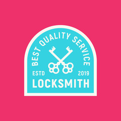 vintage locksmith logo. retro styled key cutting service emblem. vector illustration