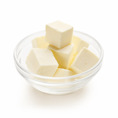 Cubes of butter in bowl