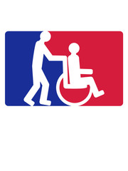 rot blau rollstuhl schild 2 freunde team paar schieben behinderung gehen laufen sitzen rollen stuhl schieben fahren räder krank krankenhaus betreuen krankenpfleger erholen clipart design