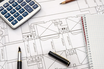 engineering drawing compass calculator pen - close up