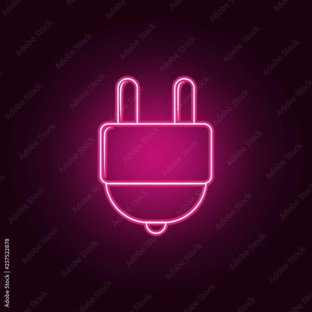 Poster electrical plug icon. elements of ecology in neon style icons. simple icon for websites, web design,