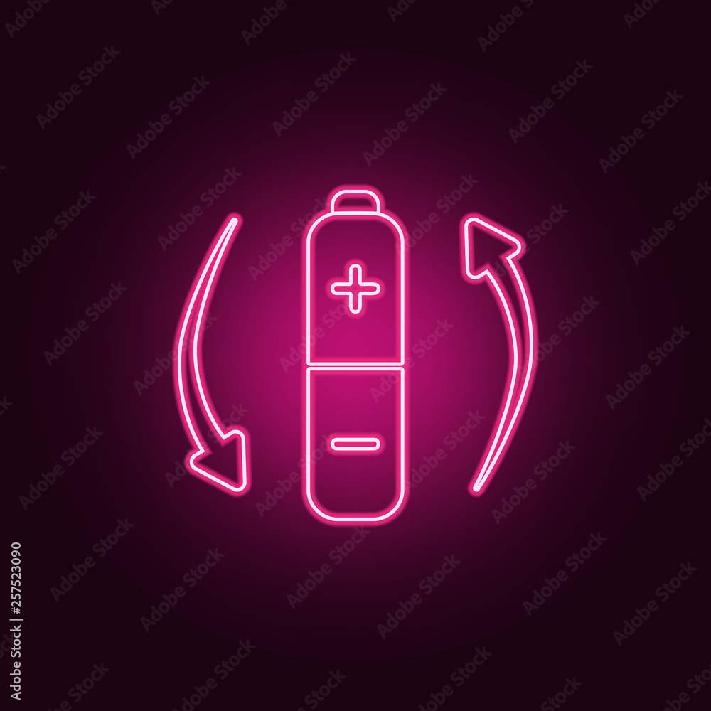 Poster charging battery icon. elements of ecology in neon style icons. simple icon for websites, web design