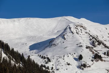 Fotobehang Snowy Alpine ski slopes Flaine, Haute Savoie, France © Pavel Rezac