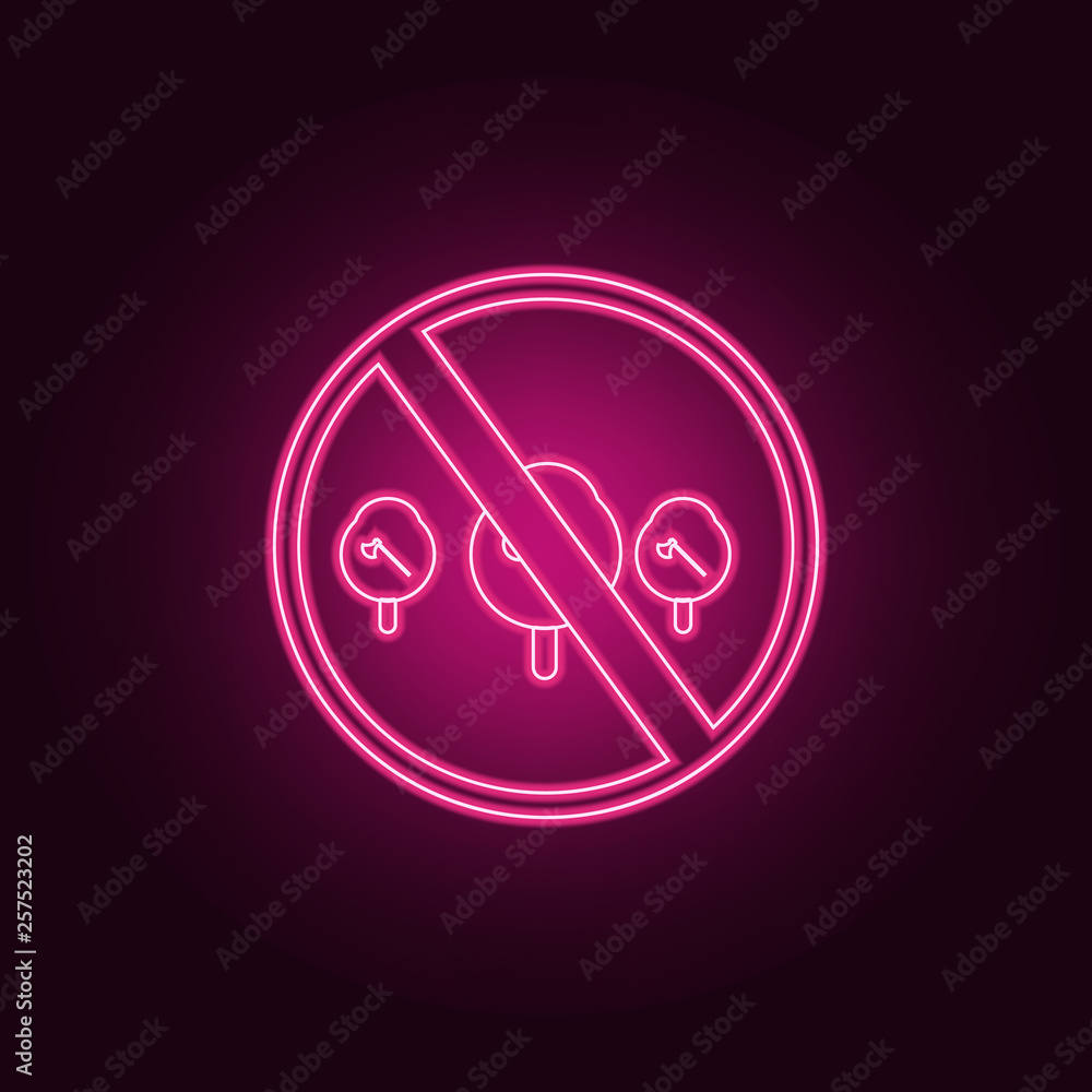 Poster ban on cutting down trees icon. elements of ecology in neon style icons. simple icon for websites, w