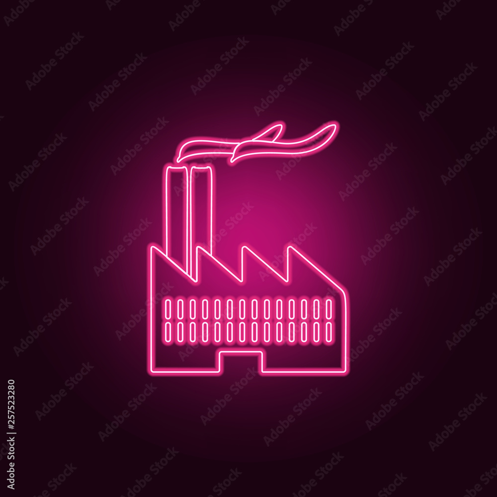 Poster factory icon. elements of ecology in neon style icons. simple icon for websites, web design, mobile 