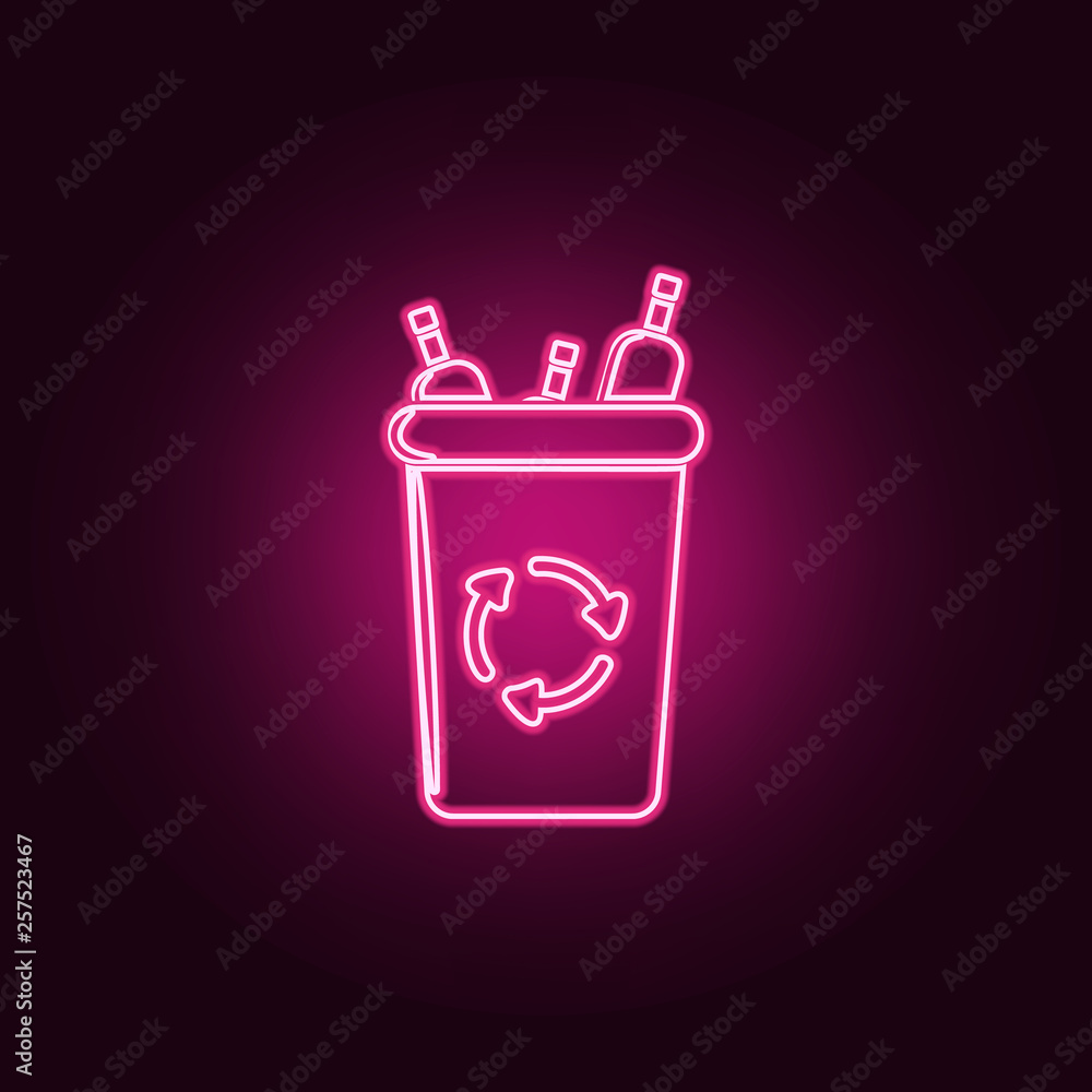 Aufkleber garbage bin icon. elements of ecology in neon style icons. simple icon for websites, web design, mob