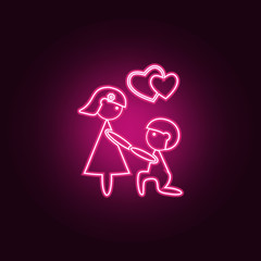 declaration of love icon. Elements of Family in neon style icons. Simple icon for websites, web design, mobile app, info graphics