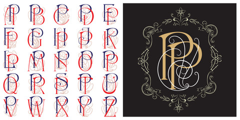 Vector monogram for wedding, invitations or greeting cards.