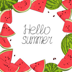 Frame with watermelons. Hello summer.