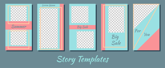 A set of minimalist social media story templates. Frame. Package to create your unique content. Templates for stories